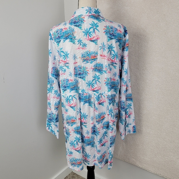 Tommy Bahama Tropical Oasis Boyfriend Shirt Swim Cover-Up Sz XL - Picture 4 of 16